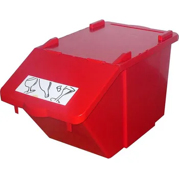 Odpadkový koš Stohovatelná nádoba na tříděný odpad - červená