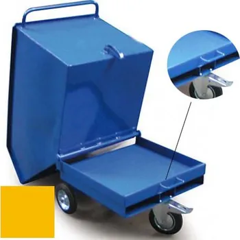 Odpadkový koš Výklopný vozík na špony, třísky 600 litrů, s kapsami pro stohovač, žlutý