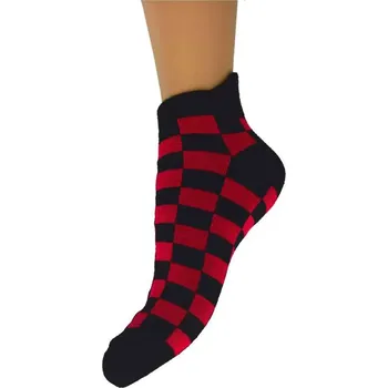 Dámské ponožky kotníkové ponožky - červená šachovnice