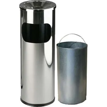 Odpadkový koš Odpadkový koš nerezový s popelníkem s vnitřní nádobou, lesklý