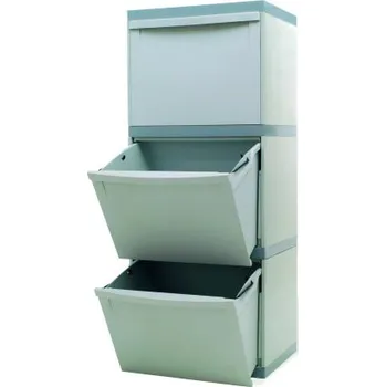 Odpadkový koš StandMar sestava košů 3×30 l šedá