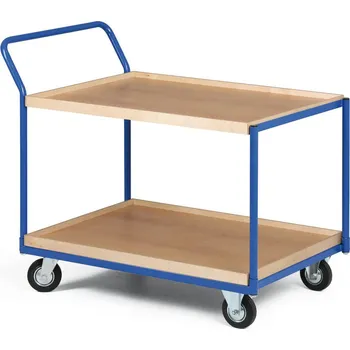 Policový vozík, dvě etáže z ohraněné dřevotřísky, 400 kg