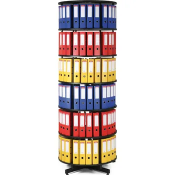 Policová skříň Otočný regál na šanony - 6 pater, černý