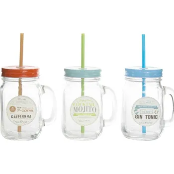 Sklenice Sklenice s víčkem a brčkem 10x8x13/450ml