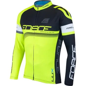 cyklistický dres Force Lux dlouhý rukáv černý/fluo