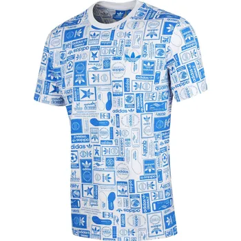 Pánské tričko adidas Street Grp Aop Tee bílá/modrá