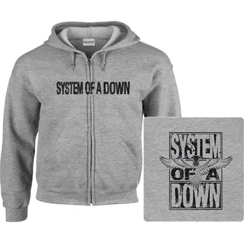 Pánská mikina šedivá mikina s kapucí a zipem System Of A Down - Eagle Logo