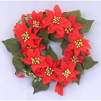umělá květina Věnec poinsettie pr.30cm červená (BM27244)