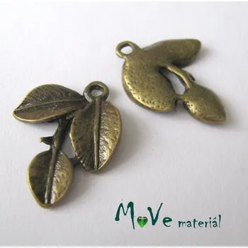 Přívěsek Přívěsek LISTY NA VĚTVIČCE 26x20mm,1ks, staromosaz