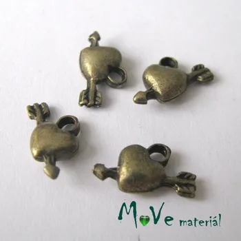 Přívěsek Přívěsek SRDÍČKO 9x14x4mm, 2ks, staromosaz