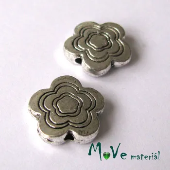 Dětské navlékací korálky Korálek kovový kytička 14mm, 2ks