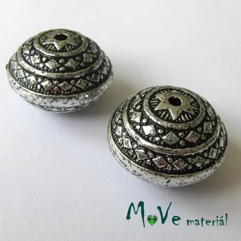 Dětské navlékací korálky Plastový korálek disk 21,5x16mm,1ks, starostříbrný