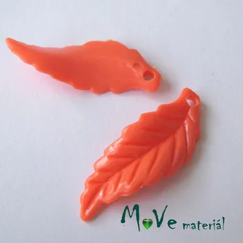 Dětské navlékací korálky Akrylové lístečky zvlněné, 2ks, oranžové