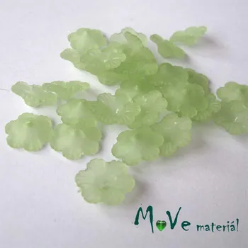 Dětské navlékací korálky Transparentní akrylové kytičky 12x3mm, 30ks, zelené