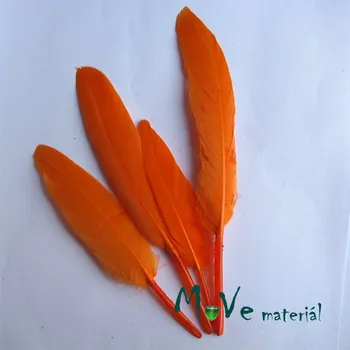 Ozdobné kachní peří délka 120-140mm, 4ks oranžové