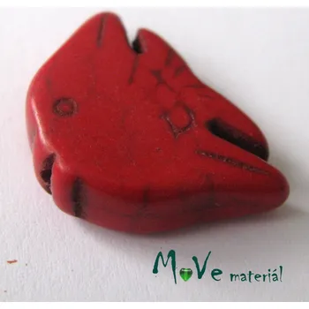 Dětské navlékací korálky Tyrkenitová ryba 20x29x7mm, 1ks, červená