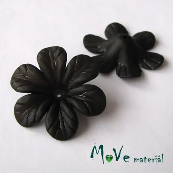 Dětské navlékací korálky Akrylový květ 30mm, 2ks, černý