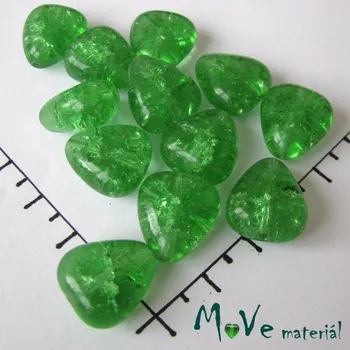 Dětské navlékací korálky České praskačky trojúhelník 14x16mm 4ks, zelená