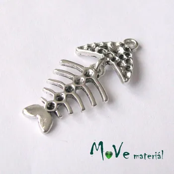 Přívěsek Přívěsek KOSTRA 43x21x2,5mm, 1ks, starostříbrná