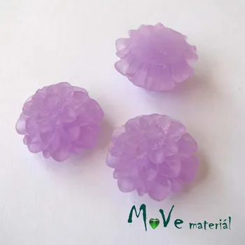 Dětské navlékací korálky Kabošon květ transparentní A5 - resin - 2ks, tm. fialový