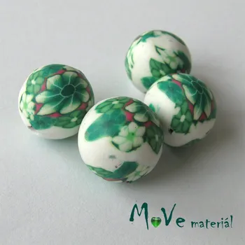 Dětské navlékací korálky Fimo korálky 12mm, 4 kusy, zelené květy