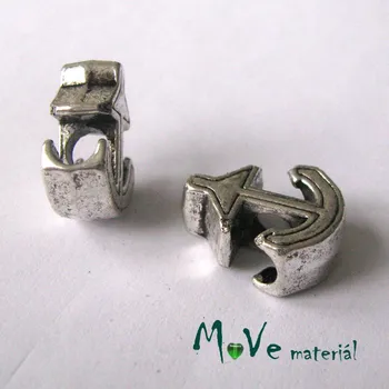 Dětské navlékací korálky Korálek kovový kotva, 1kus, starostříbro