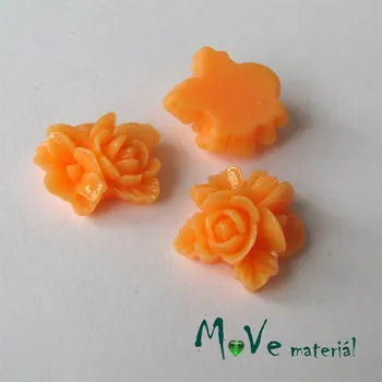 Dětské navlékací korálky Kabošon květy lesklý A8 - resin - 2ks, světle oranžový