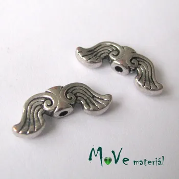 Dětské navlékací korálky Mezikus kovový 8x18mm křídla, 2ks, starostříbrná