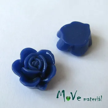 Dětské navlékací korálky Kabošon květ lesklý B5 - resin - 2ks, tm. modrý