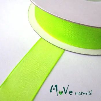 Stuha Šifónová stuha 20mm, 1m neonově zelená