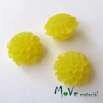 Dětské navlékací korálky Kabošon květ transparentní A5 - resin - 2ks, žlutý