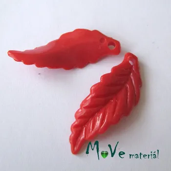 Dětské navlékací korálky Akrylové lístečky zvlněné, 2ks, červené