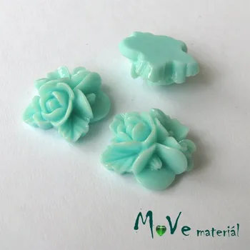 Dětské navlékací korálky Kabošon květy lesklý A8 - resin - 2ks, mátový