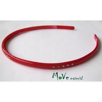 Čelenka jednoduchá plastová s kamínky červená