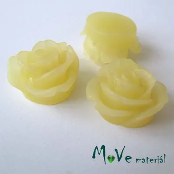 Dětské navlékací korálky Kabošon květ průsvitný A2 - resin - 2ks, vanilka