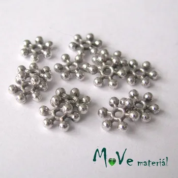 Dětské navlékací korálky Kovový mezikus - hvězdička, 12kusů, starostříbrná