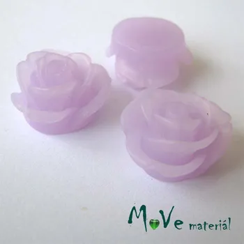 Dětské navlékací korálky Kabošon květ průsvitný A2 - resin - 2ks, sv. fialová