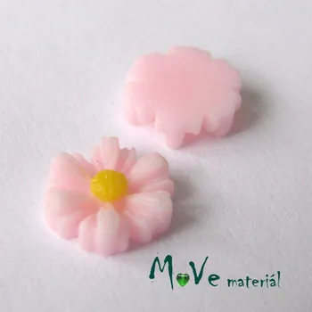 Dětské navlékací korálky Kabošon kopretina E3 - resin - 2ks, sv. růžová