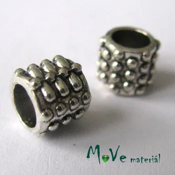 Dětské navlékací korálky Korálek kovový puntík, 2kusy, starostříbro