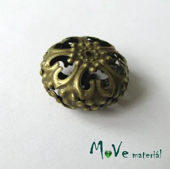 Dětské navlékací korálky Filigránový korálek disk, staromosazný, 1ks