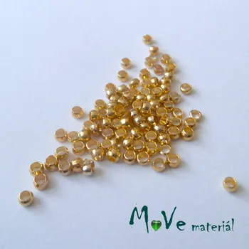 Dětské navlékací korálky Zamačkávací rokajl zlatý -1g, cca 90 ks