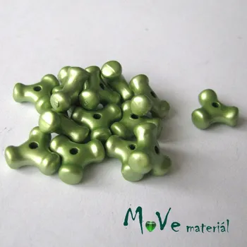 Dětské navlékací korálky Plastový mezikus - trojcípý, 14kusů, sv. zelený