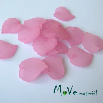 Dětské navlékací korálky Akrylové transparentní lístečky, 15ks, tm. růžové