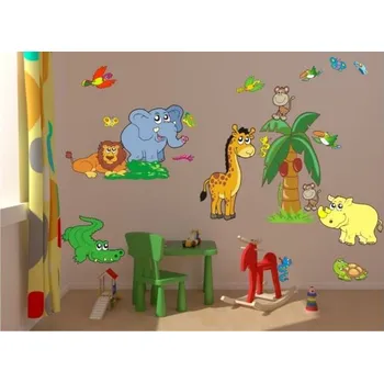 Samolepící dekorace Zvířátka s palmou samolepka na zeď M