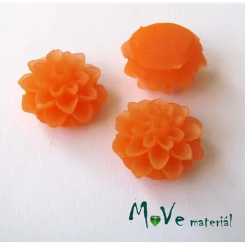 Dětské navlékací korálky Kabošon květ transparentní A6 - resin - 2ks, oranžový