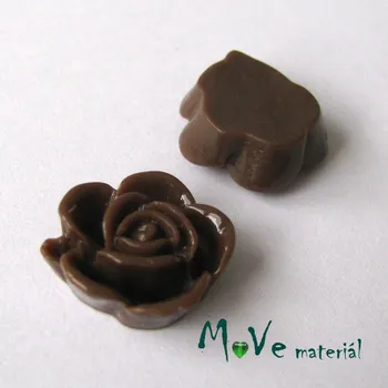 Dětské navlékací korálky Kabošon květ lesklý B5 - resin - 2ks, tm. hnědý