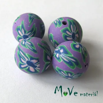 Dětské navlékací korálky Fimo korálky 12mm, 4 kusy, fialovomodrozelené