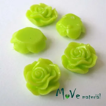 Dětské navlékací korálky Kabošon květ lesklý A3 - resin - 2ks, sv. zelená