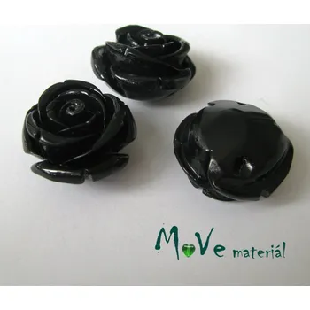 Dětské navlékací korálky Resinový korálek RŮŽE, 1ks, černá