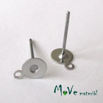 Materiál na výrobu šperku Vlepovací puzeta s očkem 2ks (1pár), chirurg. ocel